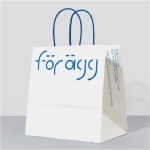 white kraft paper bag with blue color printing
